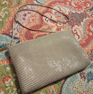 Whiting & Davis Off White Cream Slinky Metal Mesh Crossbody